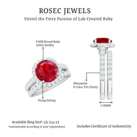 Lab Created Ruby Halo Engagement Ring with Moissanite Enhancer Ring