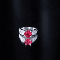 Created Ruby Statement Engagement Ring with Moissanite Side Stones