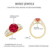 Created Ruby Statement Engagement Ring with Moissanite Side Stones