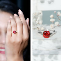 2.3 Carat Round Lab Grown Ruby Solitaire Engagement Ring in Split Shank