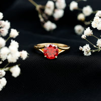2.3 Carat Round Lab Grown Ruby Solitaire Engagement Ring in Split Shank
