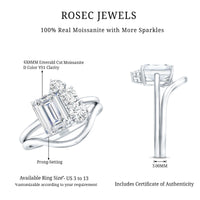 Emerald Cut Moissanite Engagement Ring with Enhancer