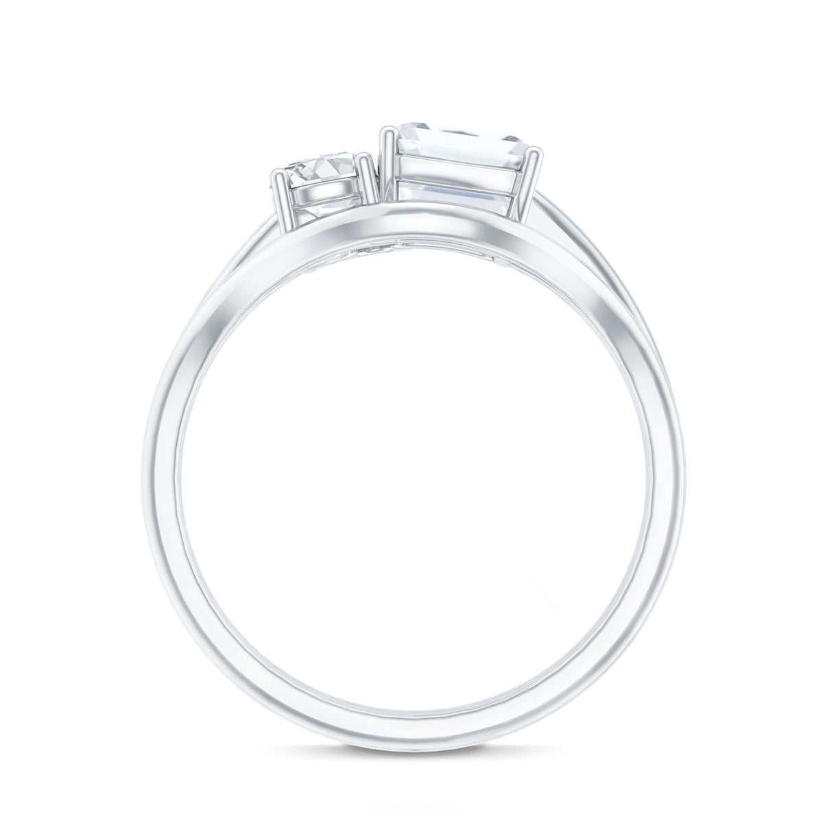 Emerald Cut Moissanite Engagement Ring with Enhancer