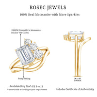 Emerald Cut Moissanite Engagement Ring with Enhancer