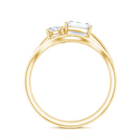 Emerald Cut Moissanite Engagement Ring with Enhancer