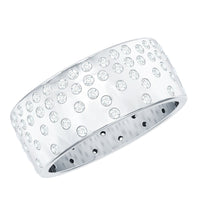 Certified Moissanite Wide Wedding Band in Flush Setting