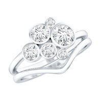 Round Moissanite Cluster Bridal Ring Set for Women