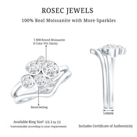 Round Moissanite Cluster Bridal Ring Set for Women