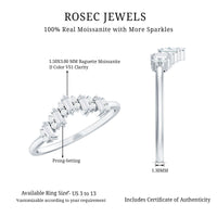 Baguette and Round Cut Moissanite Chevron Stackable Ring