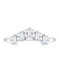 Baguette and Round Cut Moissanite Chevron Stackable Ring