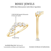Baguette and Round Cut Moissanite Chevron Stackable Ring