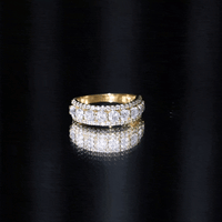 Round shape moissanite half eternity wedding band by Rosec Jewels, featuring sparkling moissanite stones set in a continuous circle.