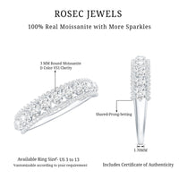 Round shape moissanite half eternity wedding band by Rosec Jewels, featuring sparkling moissanite stones on a sleek ring.