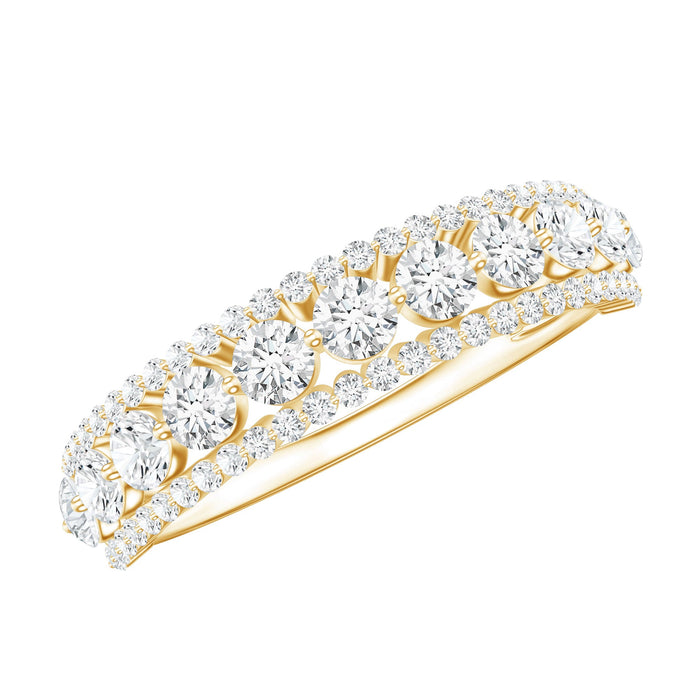 Round shape moissanite half eternity wedding band by Rosec Jewels, featuring sparkling stones on a sleek ring design.