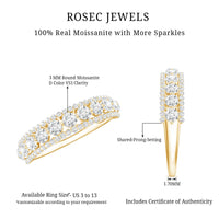 Round shape moissanite half eternity wedding band by Rosec Jewels, featuring sparkling moissanite stones on a sleek ring.