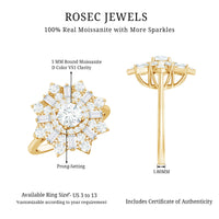 Certified Brilliant Cut Moissanite Cocktail Engagement Ring for Women