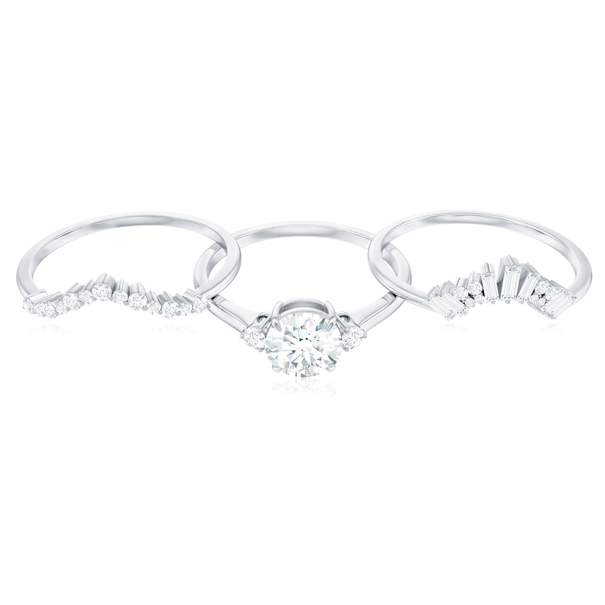 Vintage Inspired Moissanite 3 Piece Wedding Ring Sets