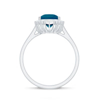 Pear Shaped London Blue Topaz and Diamond Statement Engagement Ring