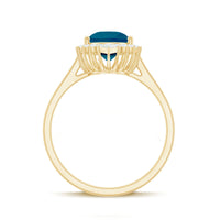 Pear Shaped London Blue Topaz and Diamond Statement Engagement Ring