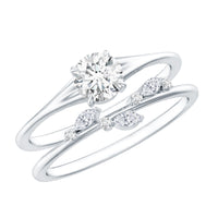 Certified Round Moissanite Modern Wedding Ring Set