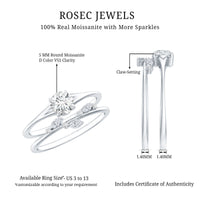 Certified Round Moissanite Modern Wedding Ring Set