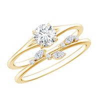Certified Round Moissanite Modern Wedding Ring Set
