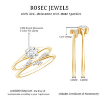 Certified Round Moissanite Modern Wedding Ring Set