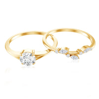 Certified Round Moissanite Modern Wedding Ring Set