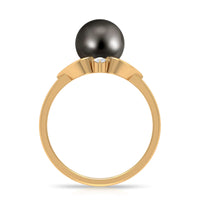 Genuine Tahitian Pearl Solitaire Split Shank Engagement Ring with Diamond