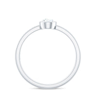 Pear Cut Moissanite Bezel Set Engagement Ring With Side Stones