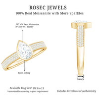 Pear Cut Moissanite Bezel Set Engagement Ring With Side Stones