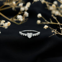 Certified 5 MM Moissanite Heart Engagement Ring with Side Stones