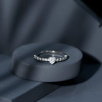 Certified 5 MM Moissanite Heart Engagement Ring with Side Stones