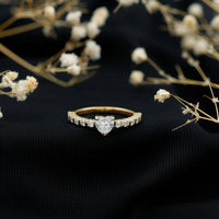 Certified 5 MM Moissanite Heart Engagement Ring with Side Stones