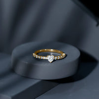 Certified 5 MM Moissanite Heart Engagement Ring with Side Stones