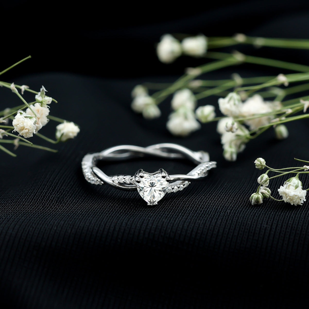 Heart Shape Moissanite Solitaire Promise Ring