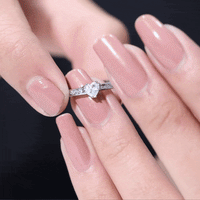 Solitaire Moissanite Heart Promise Ring with Side Stones