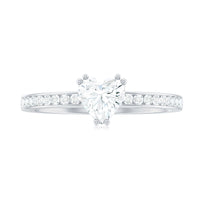Solitaire Moissanite Heart Promise Ring with Side Stones