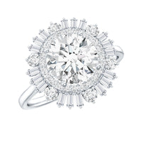 Certified Moissanite Double Halo Engagement Ring for Women
