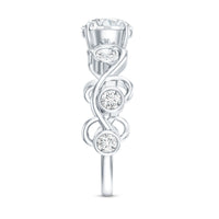 Certified Moissanite Engagement Ring with Ivy Scroll Shank