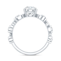 Certified Moissanite Engagement Ring with Ivy Scroll Shank