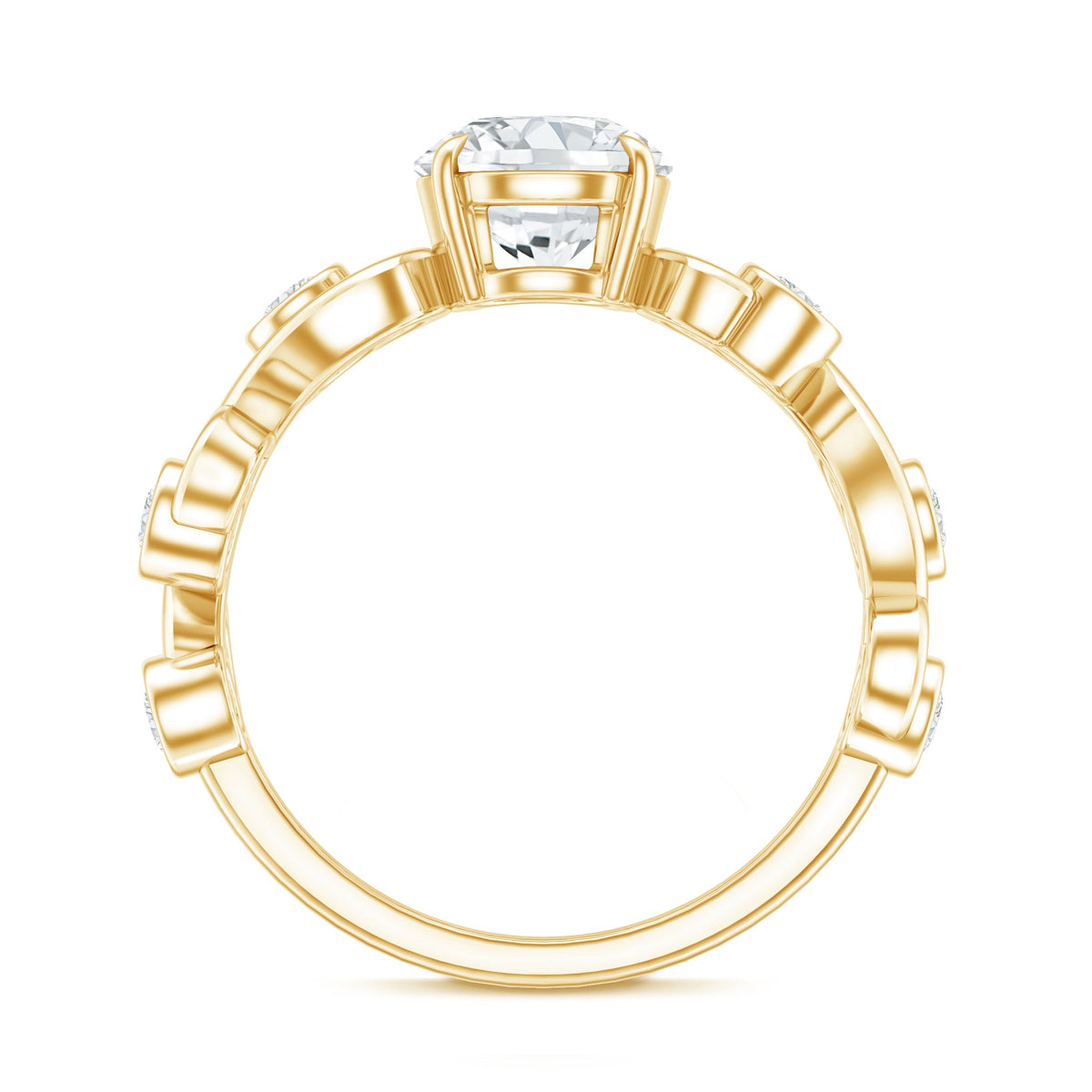 Certified Moissanite Engagement Ring with Ivy Scroll Shank