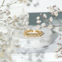 Womens Moissanite Filigree Eternity Band Ring