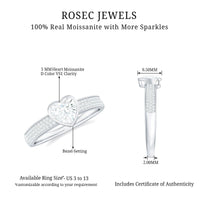 Bezel Set Moissanite Heart Shaped Engagement Ring with Side Stones