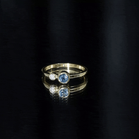 Round London Blue Topaz and Lab Diamond Two Stone Promise Ring For Her