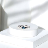 Round London Blue Topaz and Lab Diamond Two Stone Promise Ring For Her