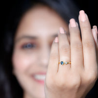 Round London Blue Topaz and Lab Diamond Two Stone Promise Ring For Her