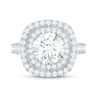 8mm Round Shape Moissanite Double Halo Statement Ring