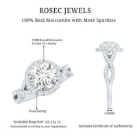 2 CT Moissanite Crossover Engagement Ring with Halo