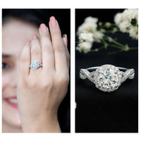 2 CT Moissanite Crossover Engagement Ring with Halo